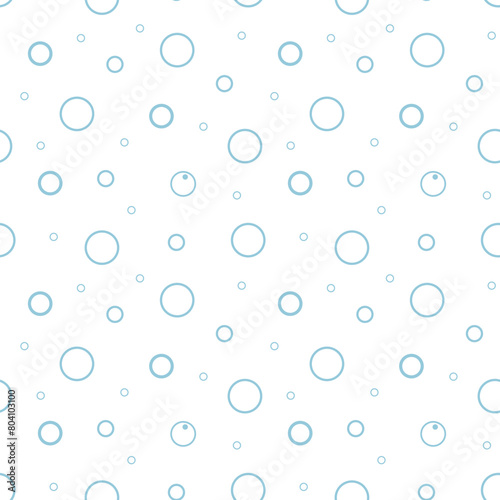 Seamless pattern water bubbles. Simple vector illustration isolated on white background. Fizzy drinks. 