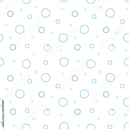 Seamless pattern water bubbles.  Simple vector illustration isolated on white background. Fizzy drinks. 