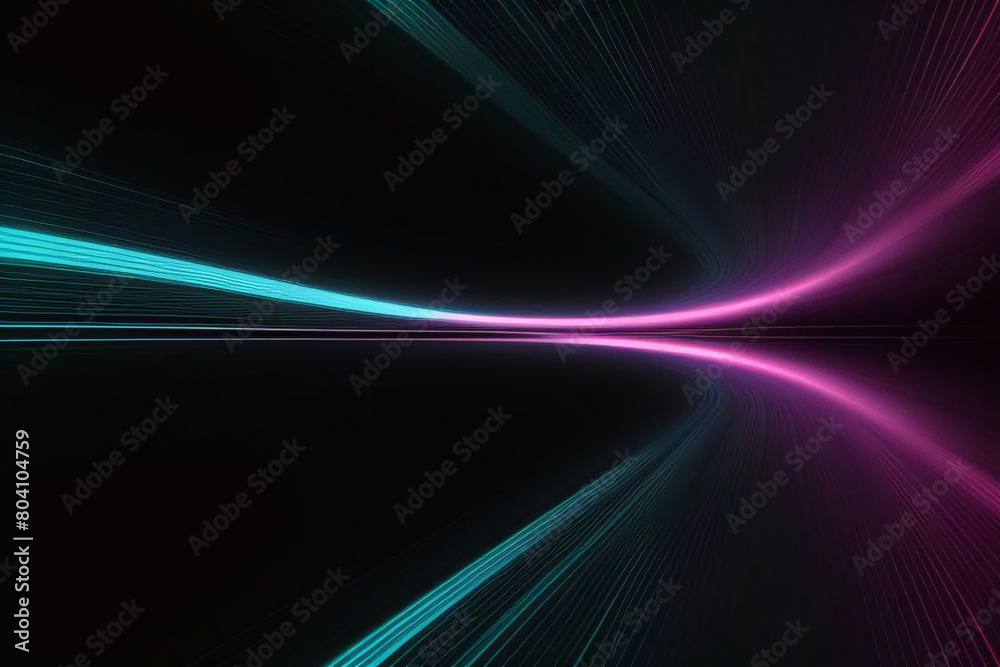 Abstrakter futuristischer Hintergrund mit rosa-blau leuchtenden Neon-Bewegungen mit hoher Geschwindigkeit, fließenden, geschwungenen Wellenlinien und Bokeh-Lichtern. Abstrakter futuristischer Hintergrund mit rosa-blau leuchtenden Neon-Bewegungen mit hoher Geschwindigkeit, fließenden, geschwungenen Wellenlinien und Bokeh-Lichtern.