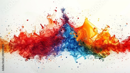 Vibrant paint splashes arranged in the form of a graceful triangle