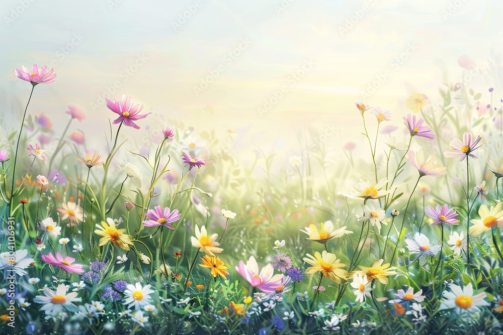 Summer Wildflower Glade: Pastel Sky Meadow