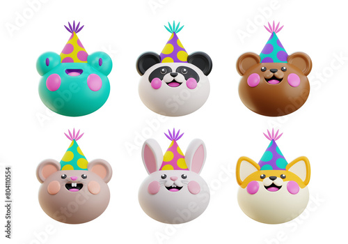 3D cute birthday animals teddy bear bunny panda dog shiba inu hamster bunny