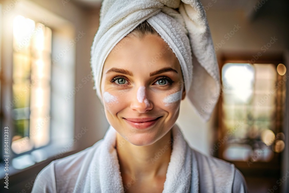 Radiant Morning Skincare Routine: A portrait of a person with a radiant complexion following their morning skincare routine, highlighting the importance of morning skincare rituals for starting Radiant Morning Skincare Routine: A portrait of a person with a radiant complexion following their morning skincare routine, highlighting the importance of morning skincare rituals for starting