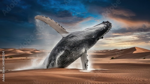 colossal humpback whale, camouflaged in desert sand photo