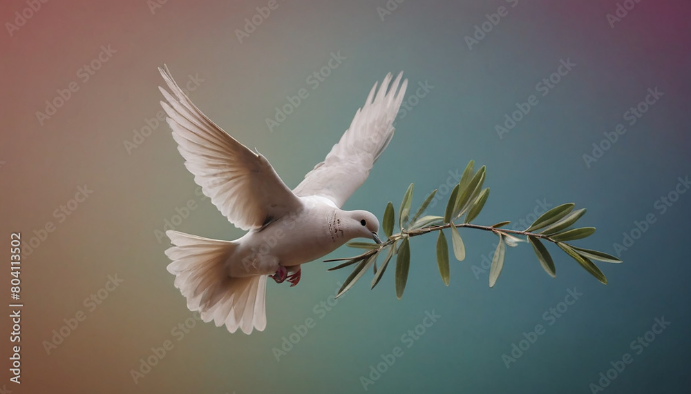 Obraz premium Dove with Olive Branch