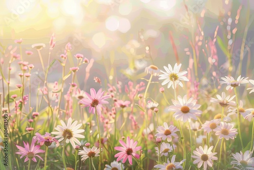 Tranquil Meadow  Nature s Wild Flowers   Pink Blossoms Rhapsody