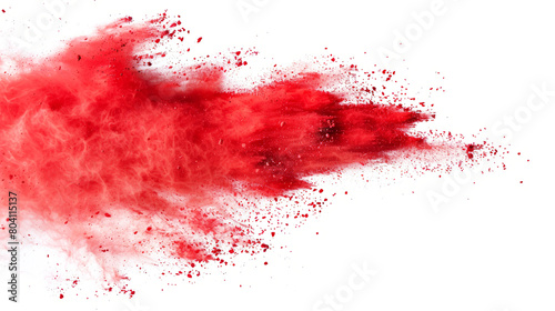 Red powder splashes isolated on a white background, 