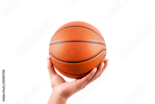 Hands holding a basket ball isolated on white background PNG © JetHuynh