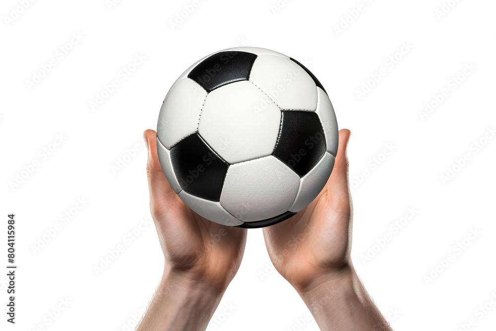Hands holding a soccer ball isolated on white background PNG Hands holding a soccer ball isolated on white background PNG