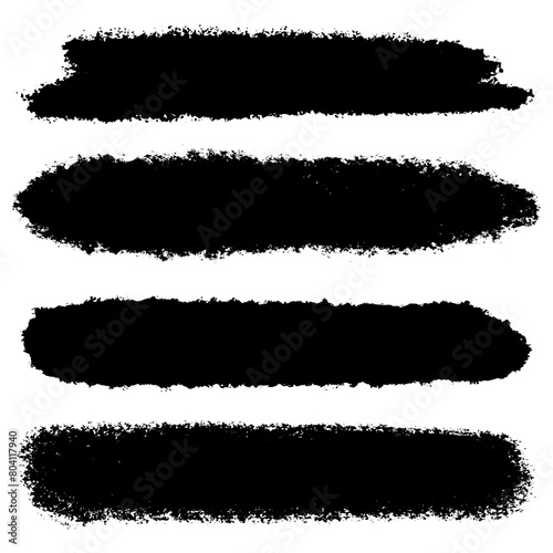 collection of hand painted black grunge brush strokes 