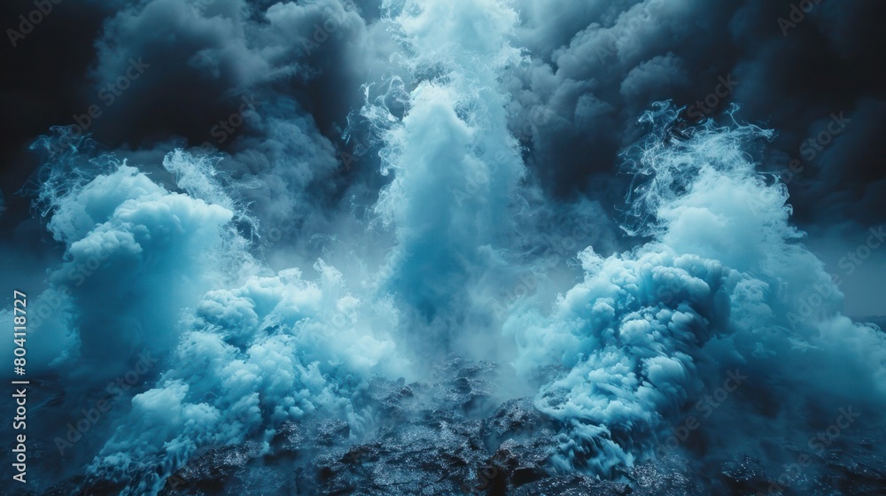 Blue smoke or fog on a mountain rocks. Blue smoke or fog on a mountain rocks.