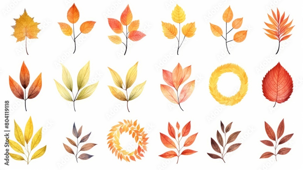 Wreath of colorful autumn fall leaves isolated on white background. Watercolour illustration with place for save date, text, photo. Fall, autumn, Thanksgiving Wreath of colorful autumn fall leaves isolated on white background. Watercolour illustration with place for save date, text, photo. Fall, autumn, Thanksgiving