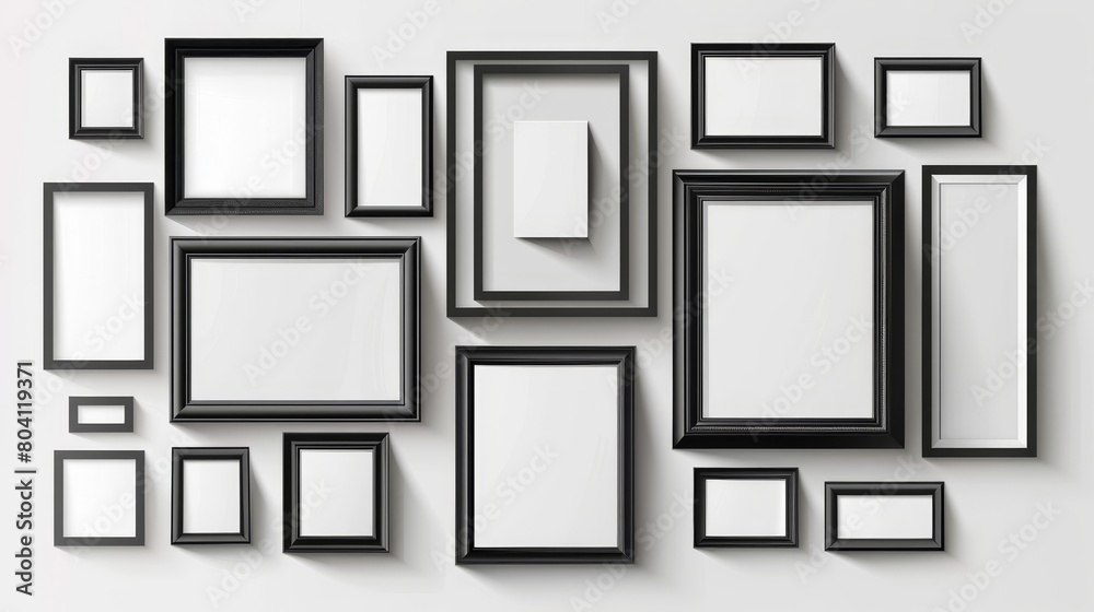Frames collage isolated on transparent background. Realistic modern illustration of elements for interior design on rectangular picture templates in different sizes. Frames collage isolated on transparent background. Realistic modern illustration of elements for interior design on rectangular picture templates in different sizes.