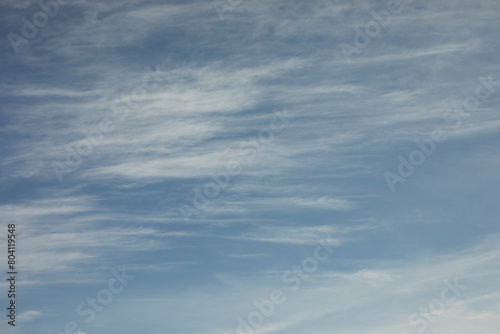 Clouds in the sky. Summer weather. Light clouds in blue sky.