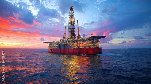 enterprise for the extraction and processing of oil and gas using modern technologies.Bright colors photo