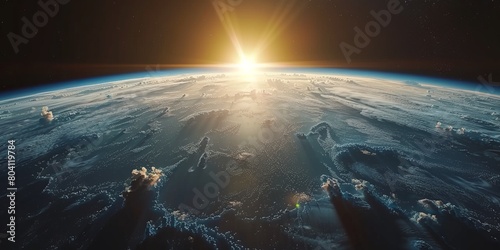Cinematic shot of planet earth globe clouds and space background.