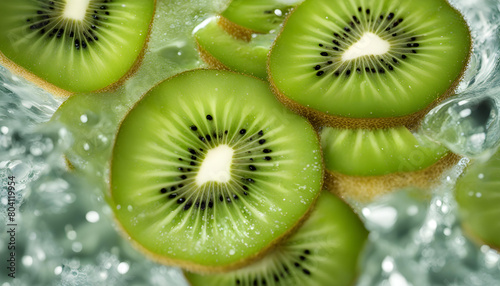 Detail of kiwi fruit in sparkling water