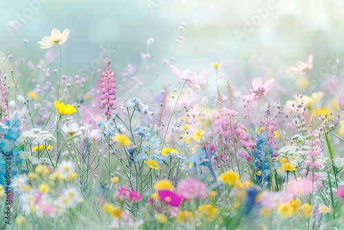 Wild Flowers Panoramic Beauty  Tranquil Springtime Blossoms