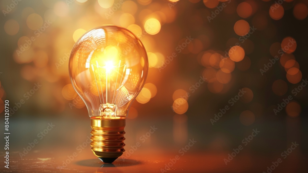 A light bulb is lit up and shining brightly A light bulb is lit up and shining brightly