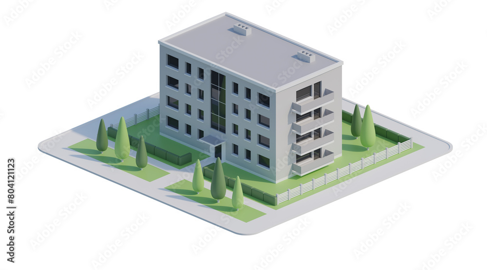 3D isometric miltifamily house 3D isometric miltifamily house