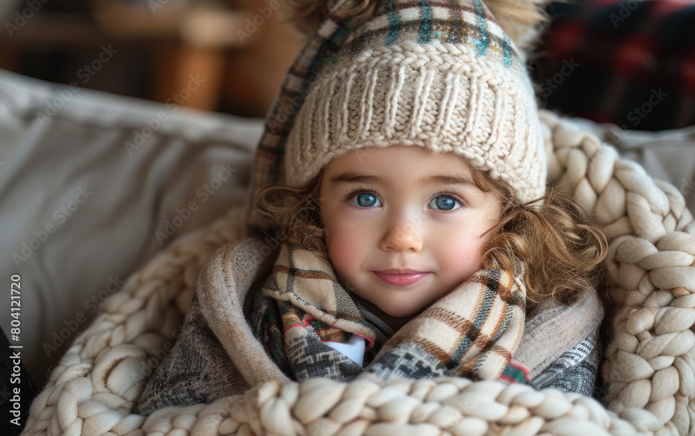 A young girl with a hat and scarf A young girl with a hat and scarf