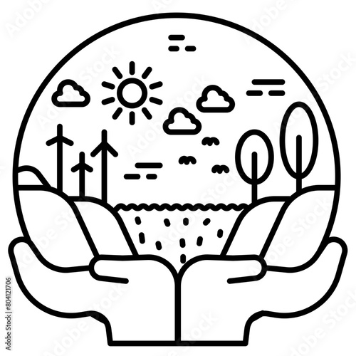 earth modern line style icon