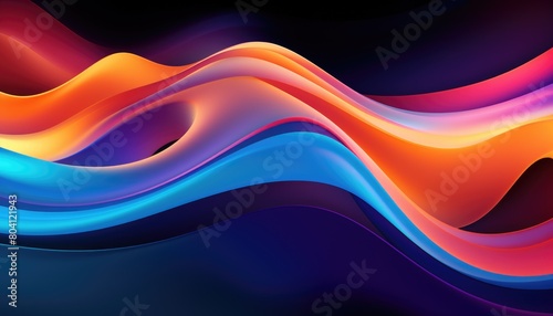 Colorful wave of light on black background