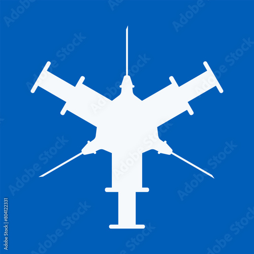 Three Crossed Blue Medical Syringe Needles