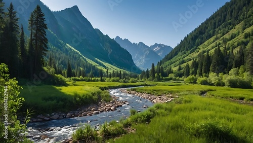 landscape with lake Valley Serenity Majestic Mountain Landscape 