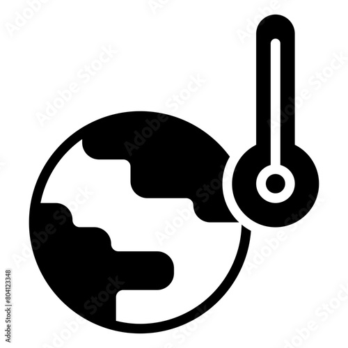 Global warming icon, glyph icon style