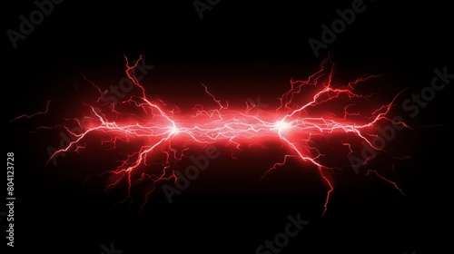 Lightning modern electric power effect isolated on black background. Red spark blast animation. Energy discharge neon thunderstorm. Thunder lightning modern electric power effect isolated on black