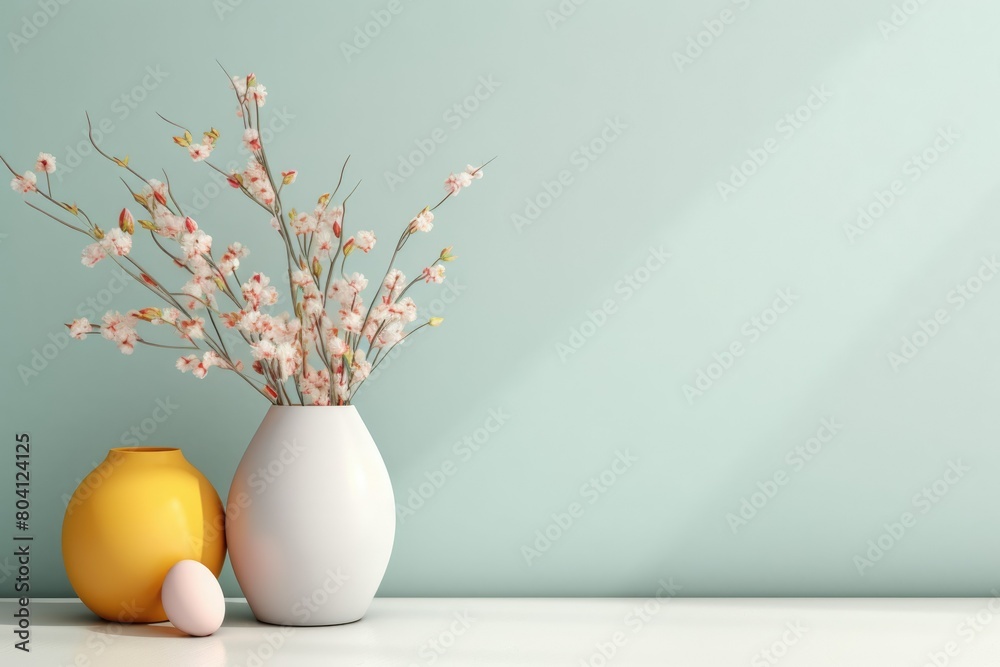 vase. background for text. painted Easter eggs. postcard. spring.