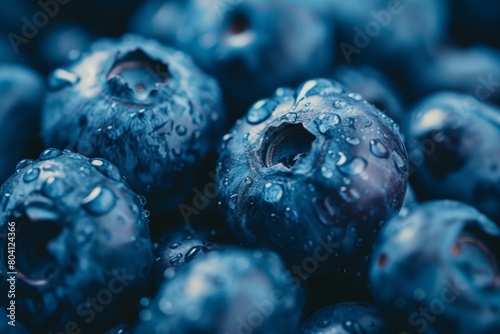 a lot of ripe blueberries closeup - background. Beautiful simple AI generated image in 4K, unique.