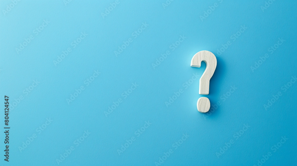 White question mark on blue background with copy space. Issue solving concept White question mark on blue background with copy space. Issue solving concept