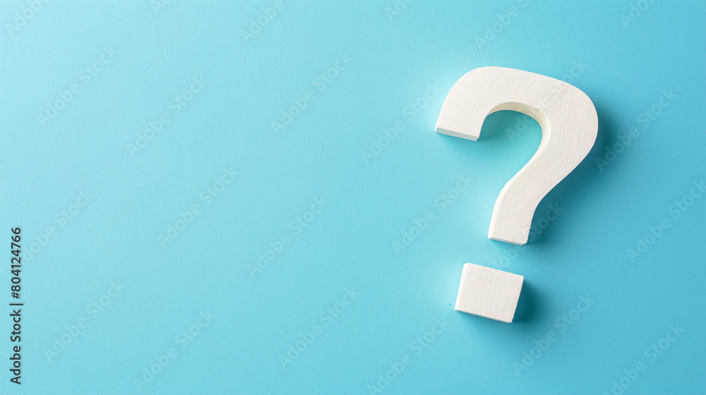 White question mark on blue background with copy space. Issue solving concept White question mark on blue background with copy space. Issue solving concept
