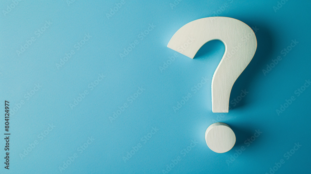 White question mark on blue background with copy space. Issue solving concept White question mark on blue background with copy space. Issue solving concept