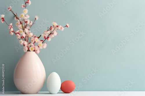 vase. background for text. painted Easter eggs. postcard. spring. photo