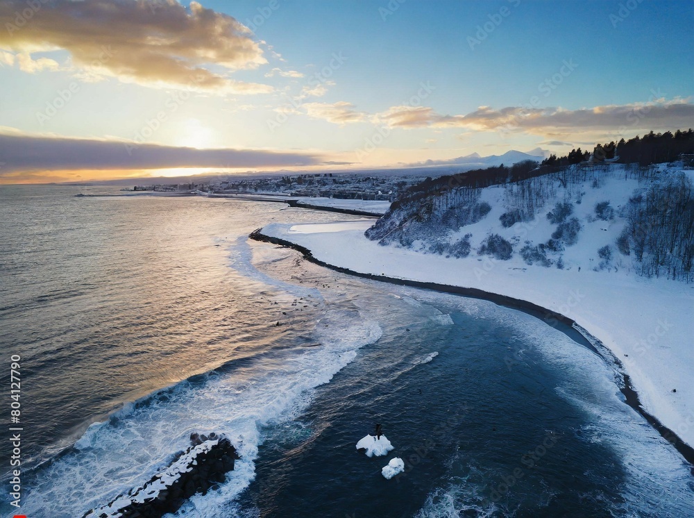 Naklejka premium winter landscape with snow
