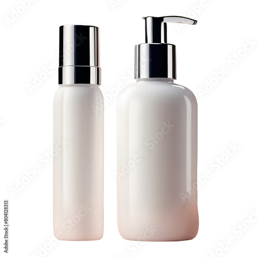 Plastic pump bottle for shampoo cosmetic Hyperrealistic Highly Detailed Isolated On Transparent Background Png File.