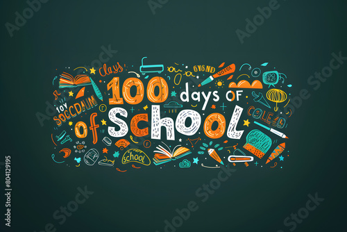 100 days of school, color background, school concept