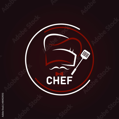 Chef food logo flat style vector logo design.