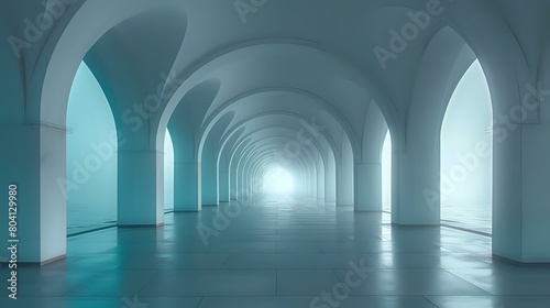 Gentle Illumination: Futuristic Corridor with Minimalist Design