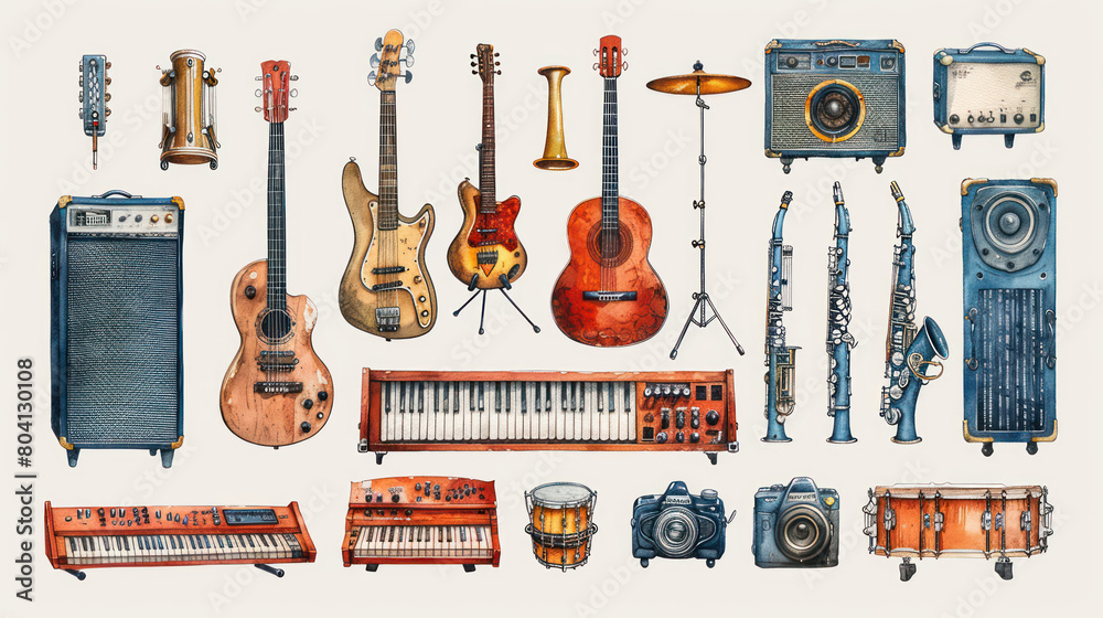 Different types of musical instruments, world music day Stock ...