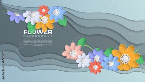 Colorful paper cut-out flower background