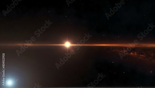 A photo of a black hole  partially covered by another celestial object  diagonal glare  gradient background  lens flare