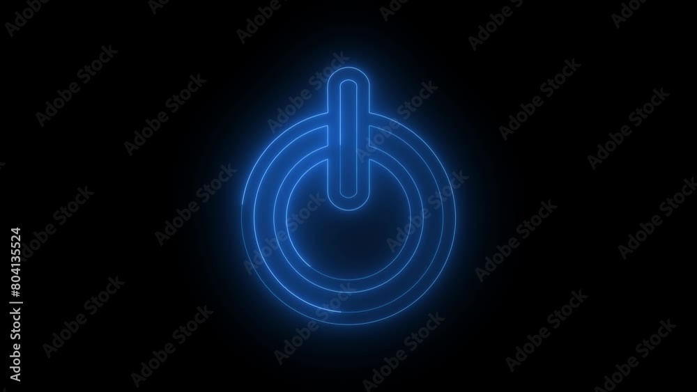 Neon power sign animation. Animated icon on a black background. Neon power sign animation. Animated icon on a black background.