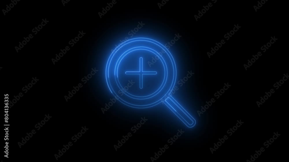 Zoom out magnifying glass neon icon. Futuristic laser background. Zoom out magnifying glass neon icon. Futuristic laser background.