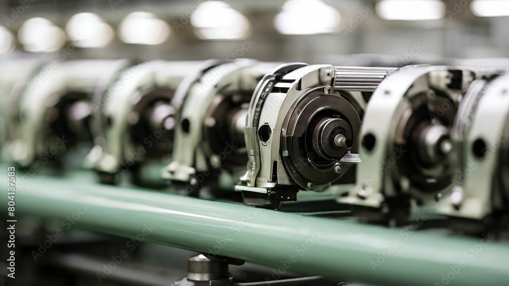 Close up of a textile machinery