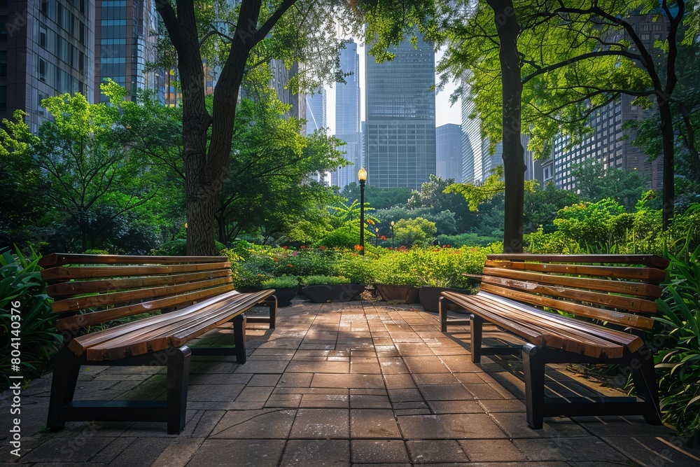 Serene meditation spot in the heart of a bustling city, providing a peaceful escape. 