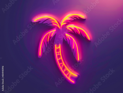 Neon palm tree on a dark background.